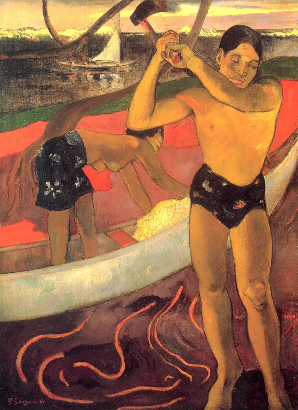 A Man with Axe in Detail Paul Gauguin